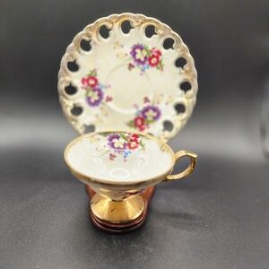 Vintage Iridescent Lusterware Demitasse Cup and Saucer Set